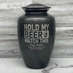 Customer Gallery - Hold My Beer Watch This Cremation Urn - Gunmetal Gray