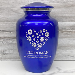Customer Gallery - Large Pawprint Heart Pet Cremation Urn - Midnight Blue