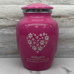 Customer Gallery - Small Pawprint Heart Pet Cremation Urn - Rose Pink
