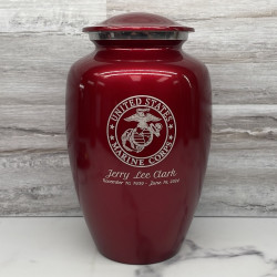 Customer Gallery - Marine Corps Cremation Urn - Ruby Red