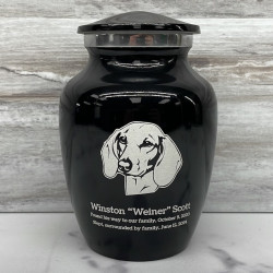Customer Gallery - Small Shorthaired Dachshund Pet Cremation Urn - Jet Black