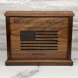 Customer Gallery - American Flag Cremation Urn - Signature Walnut