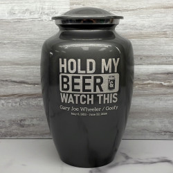 Customer Gallery - Hold My Beer Watch This Cremation Urn - Gunmetal Gray