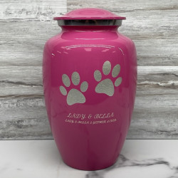 Customer Gallery - Extra Large Pawprints Pet Cremation Urn - Rose Pink