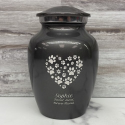 Customer Gallery - Small Pawprint Heart Pet Cremation Urn - Gunmetal Gray