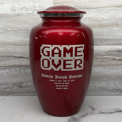 Customer Gallery - Game Over Cremation Urn - Ruby Red