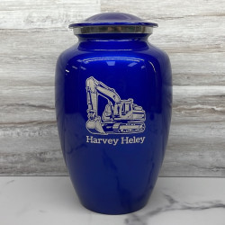 Customer Gallery - Excavator Cremation Urn - Midnight Blue
