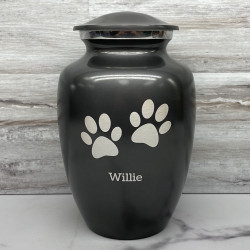 Customer Gallery - Large Pawprints Pet Cremation Urn - Gunmetal Gray