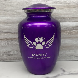 Customer Gallery - Large Angel Wings Pet Cremation Urn - Purple Luster