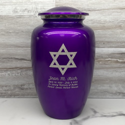 Customer Gallery - Star of David Cremation Urn - Purple Luster