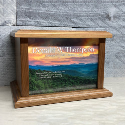 Customer Gallery - Mountain Sunset Cremation Urn - Prestige Walnut