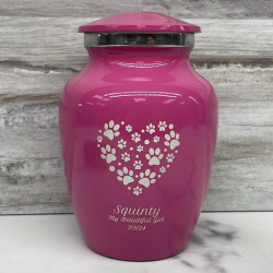 Customer Gallery - Small Pawprint Heart Pet Cremation Urn - Rose Pink