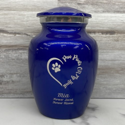 Customer Gallery - Small Paw Prints On My Heart Pet Cremation Urn - Midnight Blue