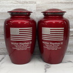 Customer Gallery - American Flag Cremation Urn - Ruby Red