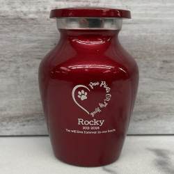 Customer Gallery - Keepsake Paw Prints On My Heart Pet Cremation Urn - Ruby Red