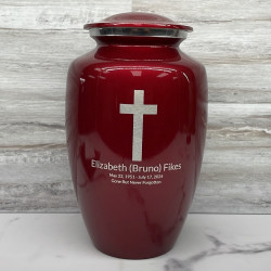 Customer Gallery - Cross Cremation Urn - Ruby Red