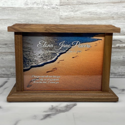 Customer Gallery - Footprints in the Sand II Cremation Urn - Prestige Walnut