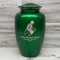 Customer Gallery - Microphone Hand Cremation Urn - Shamrock Green