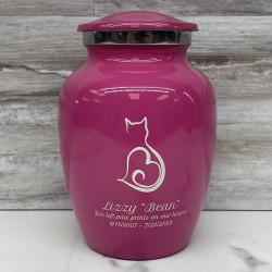 Customer Gallery - Small Cat Silhouette Pet Cremation Urn - Rose Pink