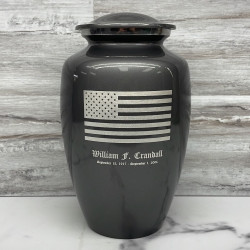Customer Gallery - American Flag Cremation Urn - Gunmetal Gray