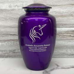 Customer Gallery - Unicorn Cremation Urn - Purple Luster