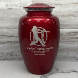 Customer Gallery - Baseball Cremation Urn - Ruby Red