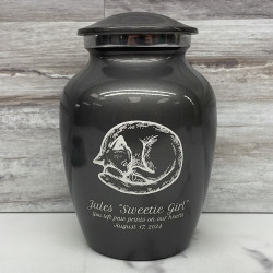 Customer Gallery - Dreaming Kitten Pet Cremation Urn - Gunmetal Gray