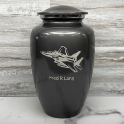 Customer Gallery - Fighter Jet Plane Cremation Urn - Gunmetal Gray