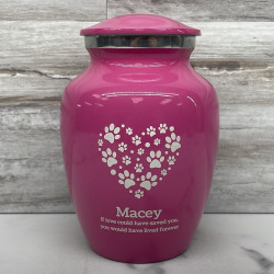 Customer Gallery - Small Pawprint Heart Pet Cremation Urn - Rose Pink
