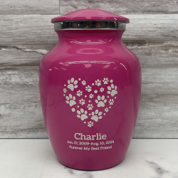 Customer Gallery - Small Pawprint Heart Pet Cremation Urn - Rose Pink