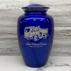 Customer Gallery - Fire Truck Cremation Urn - Midnight Blue