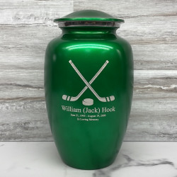 Customer Gallery - Hockey Sticks Cremation Urn - Shamrock Green