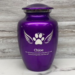 Customer Gallery - Large Angel Wings Pet Cremation Urn - Purple Luster