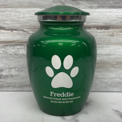 Customer Gallery - Small Paw Print Pet Cremation Urn - Shamrock Green
