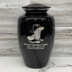 Customer Gallery - Cowboy Boots Cremation Urn - Jet Black