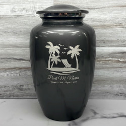 Customer Gallery - Tropical Beach Cremation Urn - Gunmetal Gray