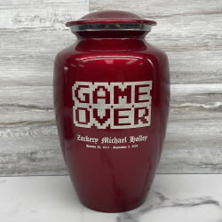 Customer Gallery - Game Over Cremation Urn - Ruby Red