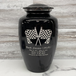 Customer Gallery - Race Checkered Flag Cremation Urn - Jet Black