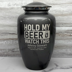 Customer Gallery - Hold My Beer Watch This Cremation Urn - Gunmetal Gray