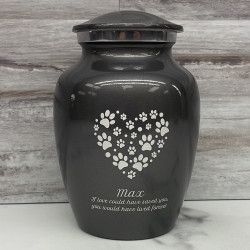 Customer Gallery - Small Pawprint Heart Pet Cremation Urn - Gunmetal Gray