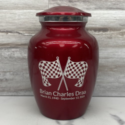 Customer Gallery - Race Checkered Flag Sharing Urn - Ruby Red