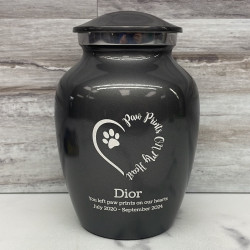 Customer Gallery - Small Paw Prints On My Heart Pet Cremation Urn - Gunmetal Gray