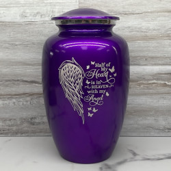 Customer Gallery - Heart Is In Heaven Cremation Urn - Purple Luster