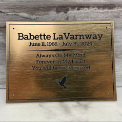 Customer Gallery - DIY Cremation Urn Plate - Brushed Gold - 5.75" w x 4.25" h