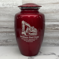 Customer Gallery - Excavator Cremation Urn - Ruby Red