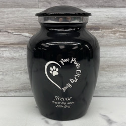 Customer Gallery - Small Paw Prints On My Heart Pet Cremation Urn - Jet Black