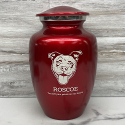 Customer Gallery - Large Pitbull Pet Cremation Urn - Ruby Red