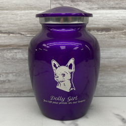 Customer Gallery - Small Chihuahua Dog Cremation Urn - Purple Luster