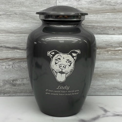 Customer Gallery - Large Pitbull Pet Cremation Urn - Gunmetal Gray