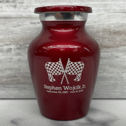 Customer Gallery - Race Checkered Flag Keepsake Urn - Ruby Red